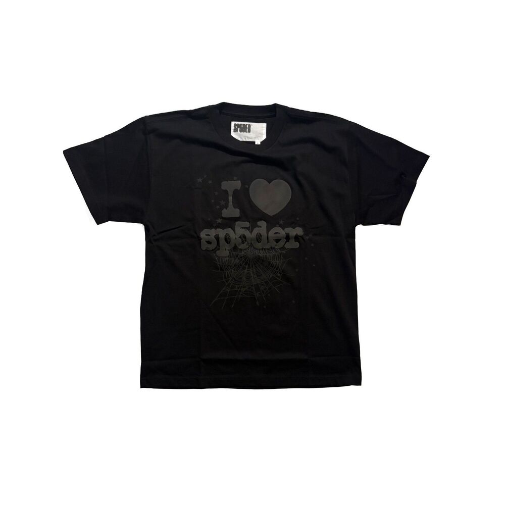 Sp5der 'I Love' triple black tee L